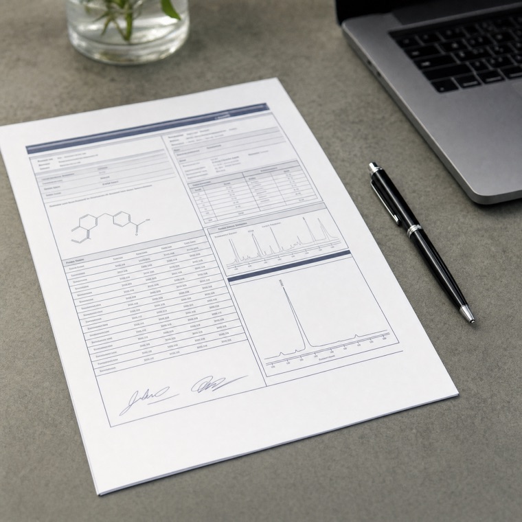 Certificate of analysis showing batch number that does not match product sold